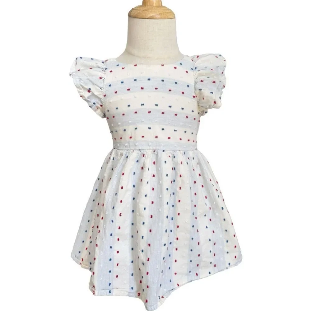 Cat & Jack Girls Short Sleeve Americana Cross Back Ruffle Dress. 18 Months.